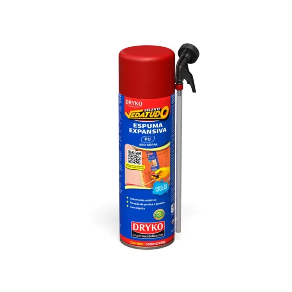 Espuma Poliuretano Expansiva 500ml/340g Veda Tudo