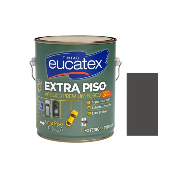 Tinta Piso Interior Exterior Eucatex 3,6l Fosco Cinza Escuro