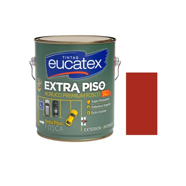 Tinta Piso Interior Exterior Eucatex 3,6l Fosco Vermelho