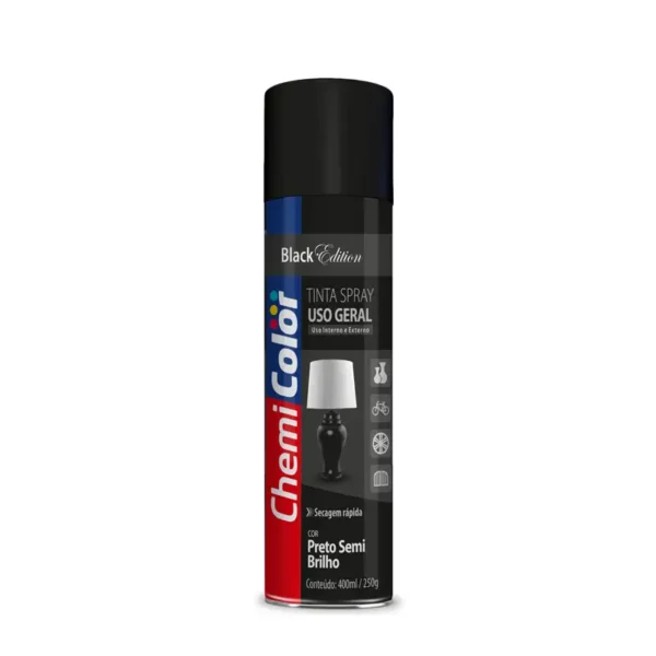 Tinta Spray Preto S/brilho 6x400 Chemicolor