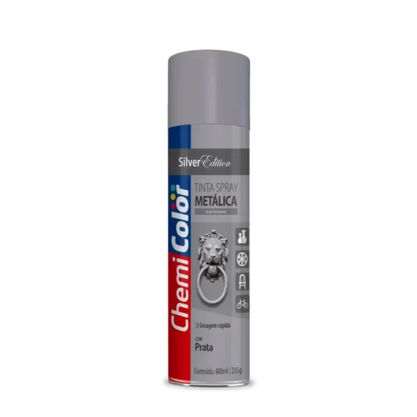 Tinta Spray Metálica Prata 6x350 Chemicolor