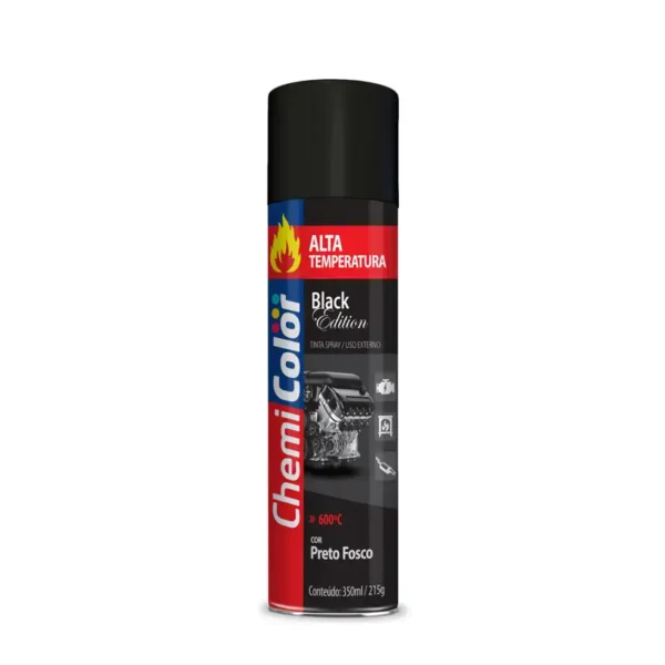 Tinta Spray Preto Fosco Alta Temperatura 6x350 Chemicolor