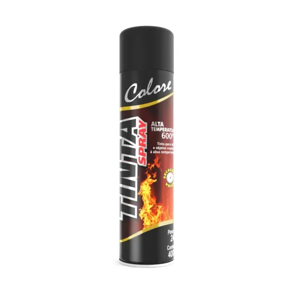 Tinta Spray Preto Fosco Alta Temperatura 6x400 Colore