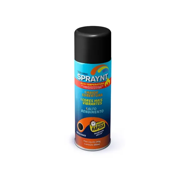 Tinta Spray Preto Fosco Alta Temperatura 6x350 Spraynt