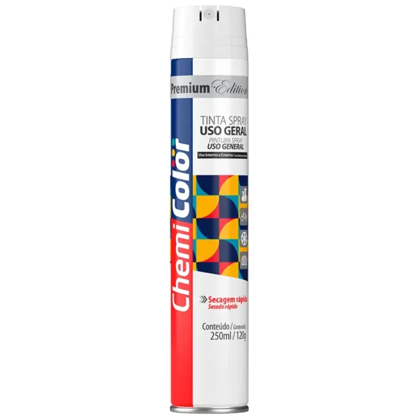 Tinta Spray Branco Fosco Alta Temperatura 6x250 Chemicolor