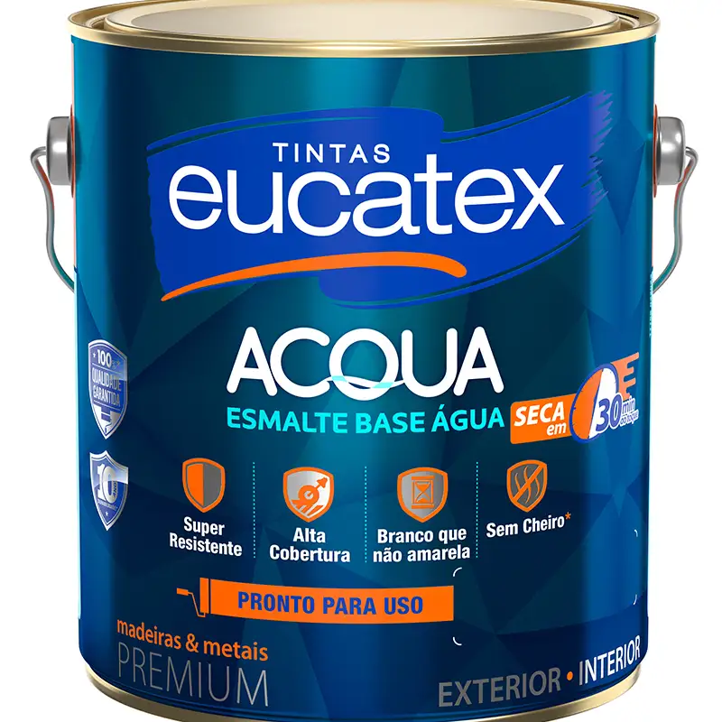 tambasa-40597 Esmalte 3,6l Eucatex Base Água Brilhante Branco - Imagem 1